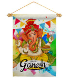 Happy Ganesh - Faith & Religious Inspirational Vertical Impressions Decorative Flags HG190003 Made In USA