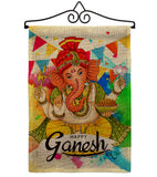 Happy Ganesh - Faith & Religious Inspirational Vertical Impressions Decorative Flags HG190003 Made In USA