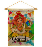 Happy Ganesh - Faith & Religious Inspirational Vertical Impressions Decorative Flags HG190003 Made In USA