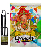 Happy Ganesh - Faith & Religious Inspirational Vertical Impressions Decorative Flags HG190003 Made In USA