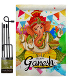 Happy Ganesh - Faith & Religious Inspirational Vertical Impressions Decorative Flags HG190003 Made In USA