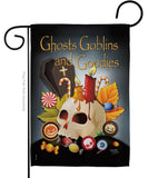 Ghosts Goblins and Goodies - Halloween Fall Vertical Impressions Decorative Flags HG112007 Made In USA