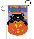 Black Cat - Halloween Fall Vertical Applique Decorative Flags HG112042 Imported