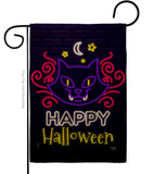 Neon Halloween Cat - Halloween Fall Vertical Impressions Decorative Flags HG112108 Made In USA