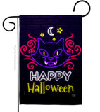 Neon Halloween Cat - Halloween Fall Vertical Impressions Decorative Flags HG112108 Made In USA