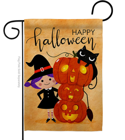 Playful Witch - Halloween Fall Vertical Impressions Decorative Flags HG112113 Made In USA