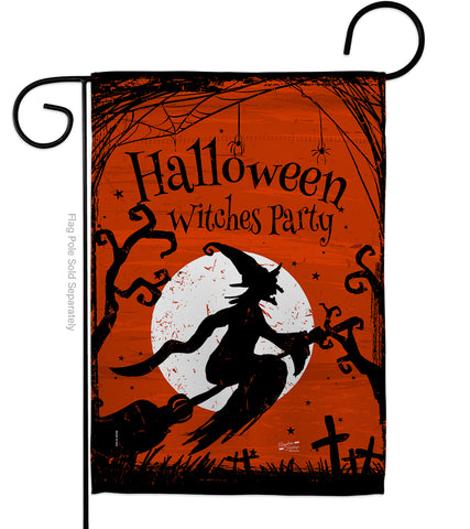 Witches Party - Halloween Fall Vertical Impressions Decorative Flags HG137103 Made In USA