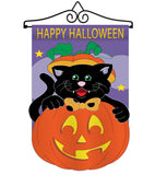 Black Cat - Halloween Fall Vertical Applique Decorative Flags HG112042 Imported