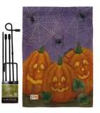 3 Pumpkins - Halloween Fall Vertical Impressions Decorative Flags HG112054 Made In USA