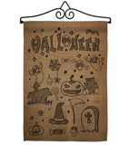 Halloween Doodles - Halloween Fall Vertical Impressions Decorative Flags HG112061 Made In USA