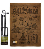 Halloween Doodles - Halloween Fall Vertical Impressions Decorative Flags HG112061 Made In USA