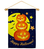 Pumpkin Trio - Halloween Fall Vertical Impressions Decorative Flags HG112107 Made In USA