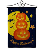 Pumpkin Trio - Halloween Fall Vertical Impressions Decorative Flags HG112107 Made In USA