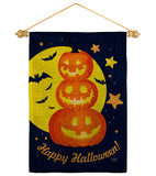 Pumpkin Trio - Halloween Fall Vertical Impressions Decorative Flags HG112107 Made In USA