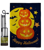 Pumpkin Trio - Halloween Fall Vertical Impressions Decorative Flags HG112107 Made In USA