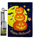 Pumpkin Trio - Halloween Fall Vertical Impressions Decorative Flags HG112107 Made In USA