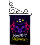 Neon Halloween Cat - Halloween Fall Vertical Impressions Decorative Flags HG112108 Made In USA