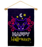 Neon Halloween Cat - Halloween Fall Vertical Impressions Decorative Flags HG112108 Made In USA