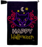 Neon Halloween Cat - Halloween Fall Vertical Impressions Decorative Flags HG112108 Made In USA