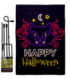 Neon Halloween Cat - Halloween Fall Vertical Impressions Decorative Flags HG112108 Made In USA