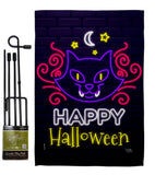 Neon Halloween Cat - Halloween Fall Vertical Impressions Decorative Flags HG112108 Made In USA