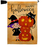 Playful Witch - Halloween Fall Vertical Impressions Decorative Flags HG112113 Made In USA