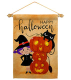 Playful Witch - Halloween Fall Vertical Impressions Decorative Flags HG112113 Made In USA