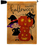 Playful Witch - Halloween Fall Vertical Impressions Decorative Flags HG112113 Made In USA