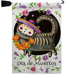 Dia De Muertos Cat - Halloween Fall Vertical Impressions Decorative Flags HG112114 Made In USA