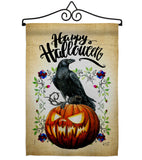 Crow & Pumpkin - Halloween Fall Horizontal Impressions Decorative Flags HG130411 Made In USA