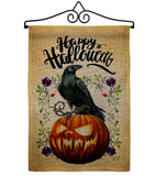 Crow & Pumpkin - Halloween Fall Horizontal Impressions Decorative Flags HG130411 Made In USA