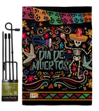 Colorful Dia de Muertos - Halloween Fall Vertical Impressions Decorative Flags HG137071 Made In USA
