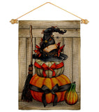 Witch Pumpkins - Halloween Fall Vertical Impressions Decorative Flags HG137633 Made In USA