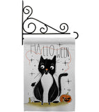 Halloween Tuxedo Cat - Halloween Fall Horizontal Impressions Decorative Flags HG190175 Made In USA