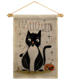 Halloween Tuxedo Cat - Halloween Fall Horizontal Impressions Decorative Flags HG190175 Made In USA