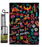 Fiesta Dia de Muertos - Halloween Fall Vertical Impressions Decorative Flags HG192694 Made In USA