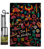 Fiesta Dia de Muertos - Halloween Fall Vertical Impressions Decorative Flags HG192694 Made In USA