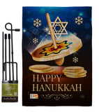 Happy Hanukkah Dreidel - Hanukkah Winter Vertical Impressions Decorative Flags HG114174 Made In USA