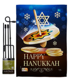 Happy Hanukkah Dreidel - Hanukkah Winter Vertical Impressions Decorative Flags HG114174 Made In USA