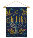 Lighting Hanukkah - Hanukkah Winter Vertical Impressions Decorative Flags HG190184 Made In USA