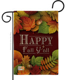 Happy Fall Y All - Harvest & Autumn Fall Vertical Impressions Decorative Flags HG113005 Made In USA