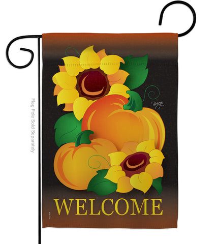 Welcome Pumpkin - Harvest & Autumn Fall Vertical Impressions Decorative Flags HG113029 Made In USA