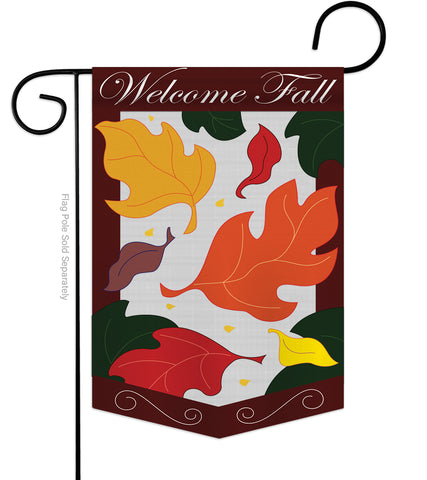 Welcome Fall Leaves Garden - Harvest & Autumn Fall Vertical Applique Decorative Flags HG113032 Imported