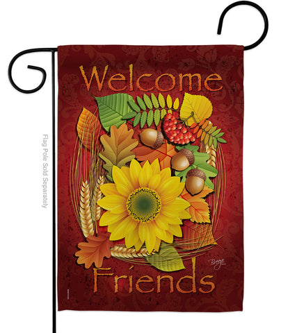 Welcome Friends Fall - Harvest & Autumn Fall Vertical Impressions Decorative Flags HG113040 Made In USA