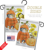 Happy Pumpkin Kitty - Harvest & Autumn Fall Vertical Impressions Decorative Flags HG113076 Made In USA