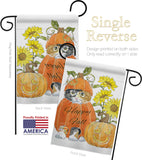 Happy Pumpkin Kitty - Harvest & Autumn Fall Vertical Impressions Decorative Flags HG113076 Made In USA