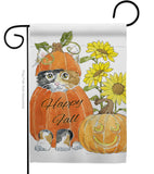 Happy Pumpkin Kitty - Harvest & Autumn Fall Vertical Impressions Decorative Flags HG113076 Made In USA