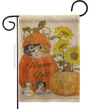 Happy Pumpkin Kitty - Harvest & Autumn Fall Vertical Impressions Decorative Flags HG113076 Made In USA