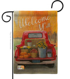 Welcome Harvest Truck - Harvest & Autumn Fall Vertical Impressions Decorative Flags HG113077 Made In USA