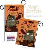 Whooo's Reday For Fall - Harvest & Autumn Fall Vertical Impressions Decorative Flags HG137104 Made In USA